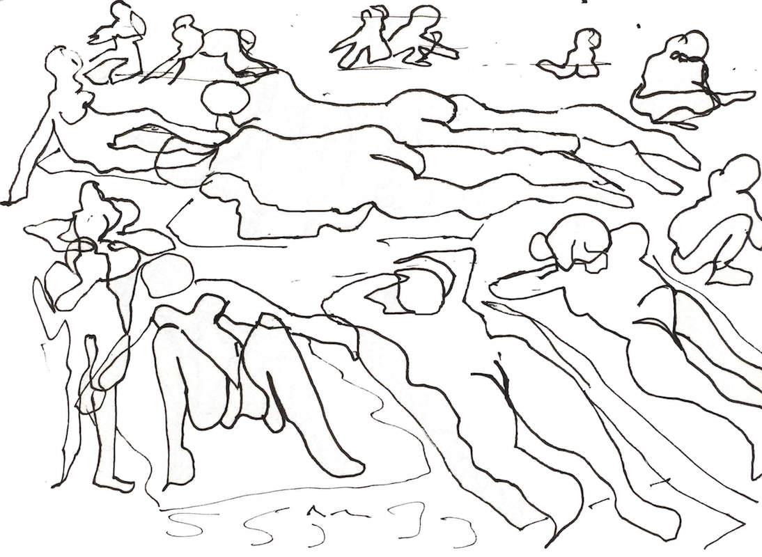 Sketch: Sunbathers - Baltic Beach