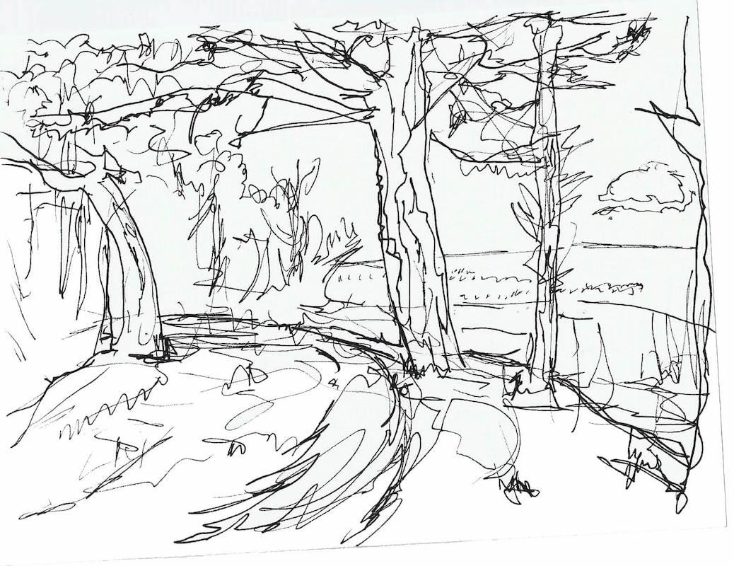 Sketch: View of Chalupy Beach from Coastline Forest - Poland